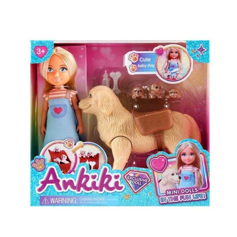 Кукла с аксессуарами высота куклы 13 см, собака, щенки, макеты еды для животных, в кор. /48/