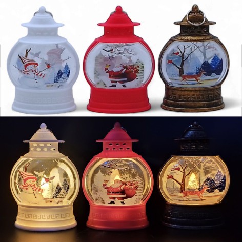 Ліхтар декоративний новорічний, іграшка на ялинку, LED "Дід Мороз/Сніговик/Олень", 1 штука, мікс