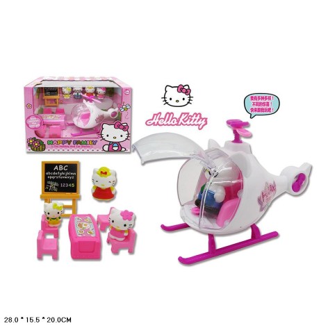 Ігровий набір герої Hello Kitty, стіл, стілець, вертоліт, 28*15,5*20 см