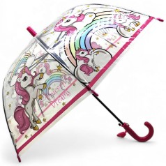 Зонтик напівпрозорий малиновий єдиноріг