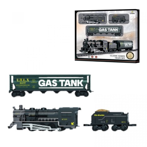 Залізниця 15 елементів, 2 вантажні вагони, звук, підсвічування, в коробці