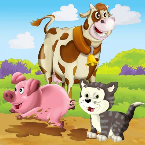 Набор для росписи по номерам Животные на прогулке Strateg размером 30х30 см (ES162)