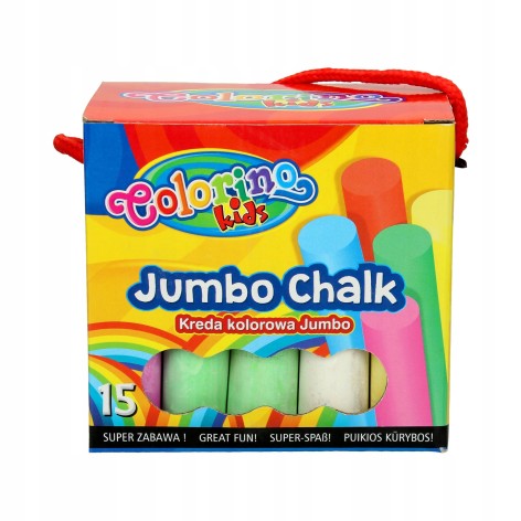Крейда безпилева кольорова Jumbo 15 шт. у картонному відерці Colorino