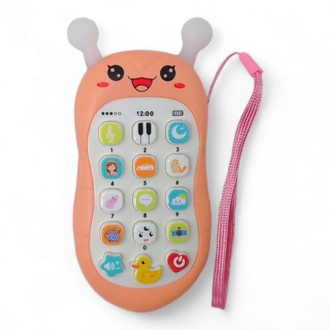 Дитячий мобільний телефон "Гусениця" на батарейках (персиковий)