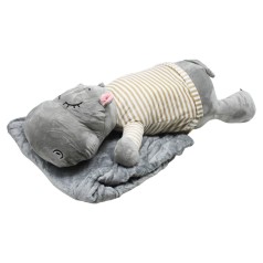 Бегемотик мягкий 65 см с пледом (174 x 104 см) СЕРЫЙ