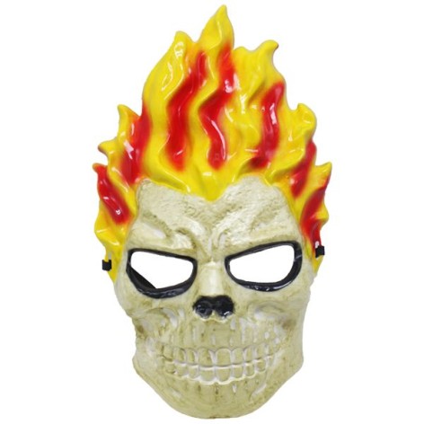 Маска пластикова "Череп з вогнем" на резинці