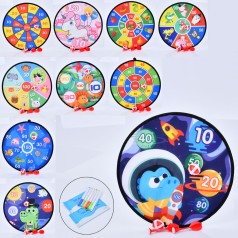 Дартс на липучці, 36см, 2 м'ячі, 2 дротики, маркери, серветки, 10видів, у п/е 38-42-6см 