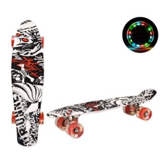 Пенні борд, колеса, що світяться Череп чорно-білий