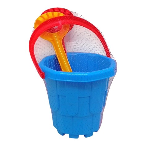Пісочний набір - відро, лопатка, граблі (синій)