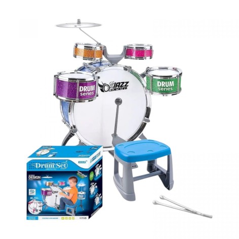Дитяча барабанна установка IWOYUAN 4 барабани, 1 барабан із педаллю, 2 палички, 1 металевий диск