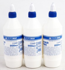 УЦЕНКА 30% Клей ПВА 200 мл, JOBMAX, колпачок-дозатор, 4шт. в уп.