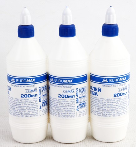 УЦЕНКА 30% Клей ПВА 200 мл, JOBMAX, колпачок-дозатор, 4шт. в уп.
