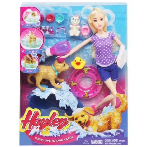 Кукла шарнирная с питомцем, в сиреневом