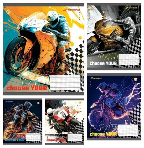 Тетрадь 12 л.линия Твердая ТЕ42112 12ЛВ Motospeed, 25 шт. в уп. /600/, 5к.