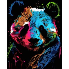 Набор для росписи по номерам Красочная панда в стиле поп-арт Strateg на черном фоне размером 40х50 см (AH1032)