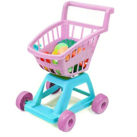 Тележка с овощами (розовая + бирюзовая)