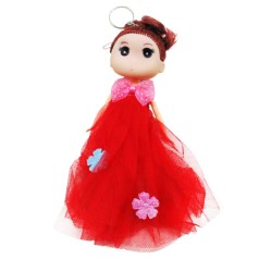 Лялька-брелок у бальній сукні, червоний
