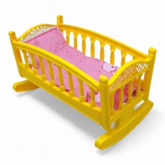Ліжечко-люлька для ляльок та пупсів, мала, з ліжком, 34 см (жовта)