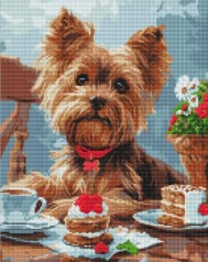 Набор с алмазной мозаикой Ideyka Чаепитие йорка 40х50 см AMO8042