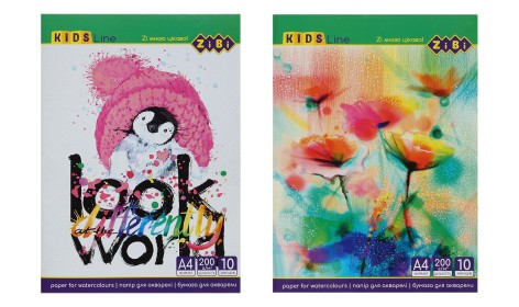 Бумага для акварели, А4, 10 листов, 200г/м2, в картонной папке, KIDS Line