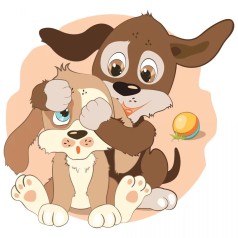 Набор для росписи по номерам Щенки играют в прятки Strateg размером 30х30 см (ES168)