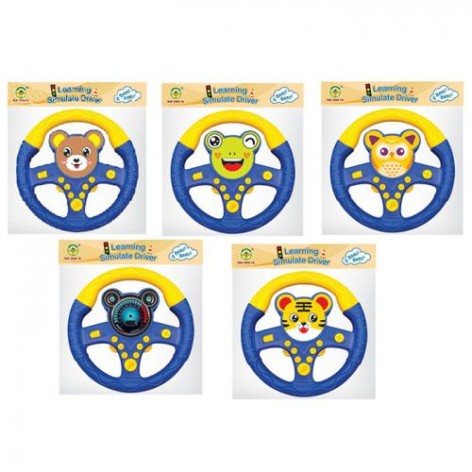Руль 20см, музыка, звук, свет, крепление на присосках, 5 видов, на бат-ке, в п/е, 23-26-5см 