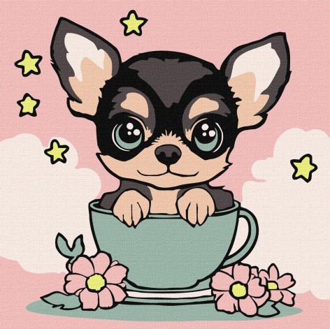 Набір для розпису по номерах для дітей Милий цуцик Ideyka 25х25 см КНО6270