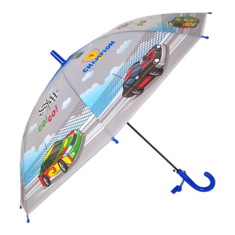 Детский зонтик-трость "Автогонки", синий (66 см)