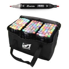 Набор двухсторонних маркеров маркеров. 120шт.120цв.кругл/скош након. в сумке, термоусад. пленка