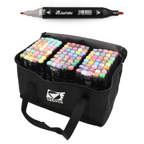 Набор двухсторонних маркеров маркеров. 120шт.120цв.кругл/скош након. в сумке, термоусад. пленка