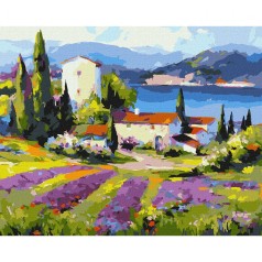 Набір для розпису по номерах. "Містечко біля моря" 40х50 см