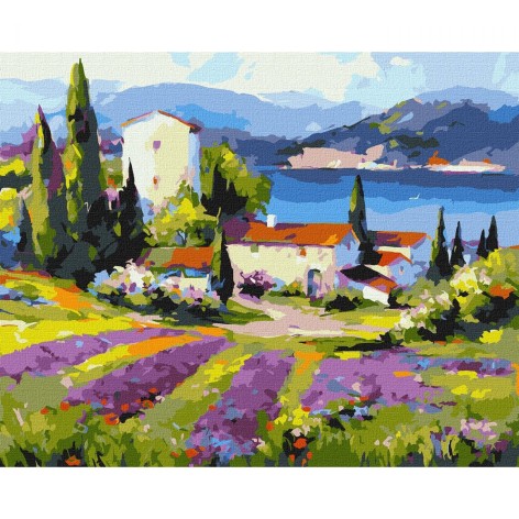 Набір для розпису по номерах. "Містечко біля моря" 40х50 см