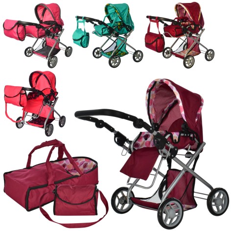 Коляска для кукол с сумкой и корзиной регулируемая ручка 48×43,5×59 см