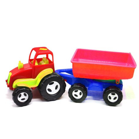 Трактор с прицепом (красный)