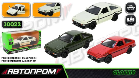 Іграшка машина мет. АВТОПРОМ  5 inch,3 кольори Toyota AE86, відкр.двері, у кор.16,5*7*8см 