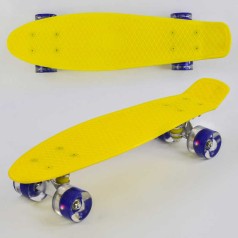 Скейт Пенни борд Best Board, желтый, доска=55 см, колеса PU со светом, диаметр 6 см