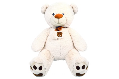 М'яка іграшка Ведмедик із шарфом білий 85 см