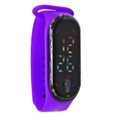 Електронний годинник з кольоровим дисплеєм, фіолетовий.