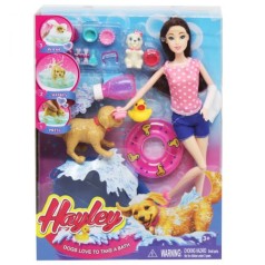 Кукла шарнирная с питомцем, в розовом