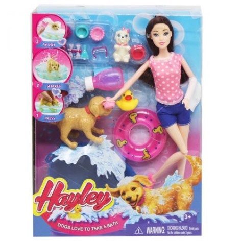 Кукла шарнирная с питомцем, в розовом