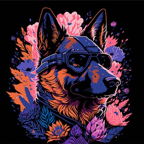 Картина по номерам Strateg на черном фоне "Верный хранитель" 30х30 см (SH3030-13)