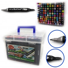 Набор скет маркеров "TouchCool" скош+тонк, 120цв., пласт. чемодан, 120шт//