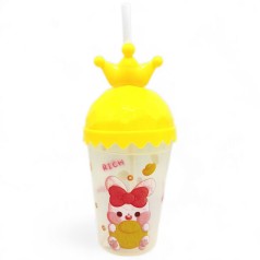 Склянка з кришкою+трубочка (пласт)300мл жовтий