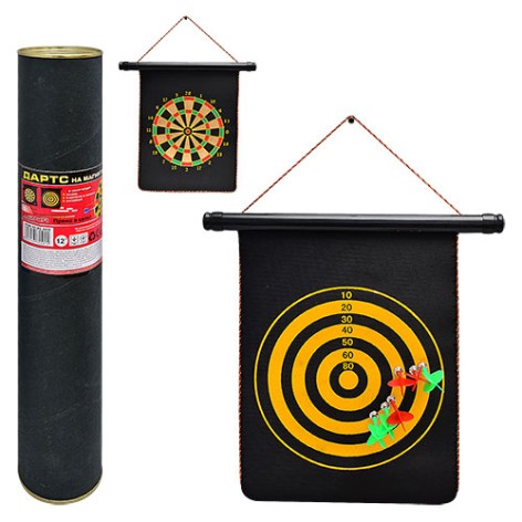 Дартс 12 дюймів,магнітн,дротики з магнітом 4шт,розмір поля40-32см,двостор,тубус 