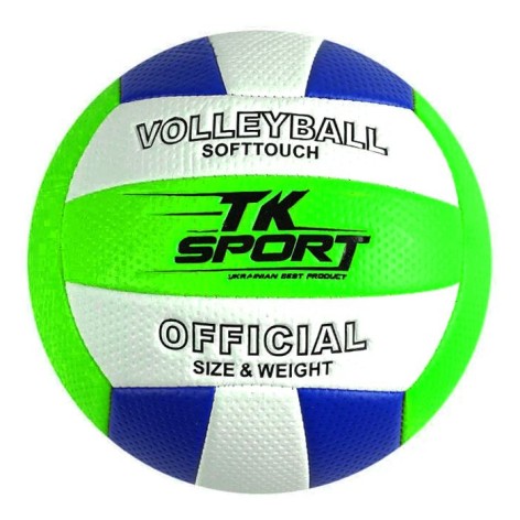 Мяч волейбольный TK Sport, 280-300 грамм, материал мягкий PVC (БЕЛЫЙ-ЗЕЛЕНЫЙ)