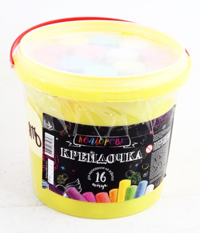 УЦЕНКА 30% Крейда кольорова серії Крейдочка відро 16 шт (12) Danko Toys