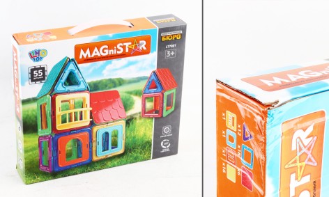 УЦЕНКА 30% Конструктор магнитный, 55 дет., в кор-це, 28-24-5 см. /24/