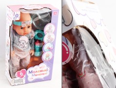 УЦЕНКА 40% Пупс 37см, пьет-какает, горшок, бутылочка, посуда, погремушка, в кор-це, 23,5-40-11см /24/