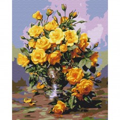 Картина за номерами: Букет жовтих троянд