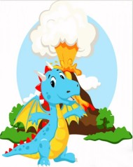 Набор для росписи по номерам Дракончик и вулкан Strateg размером 30х30 см (ES127)